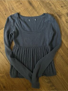 Hollister Dark Blue Cable-Knit Long Sleeve Sweater
